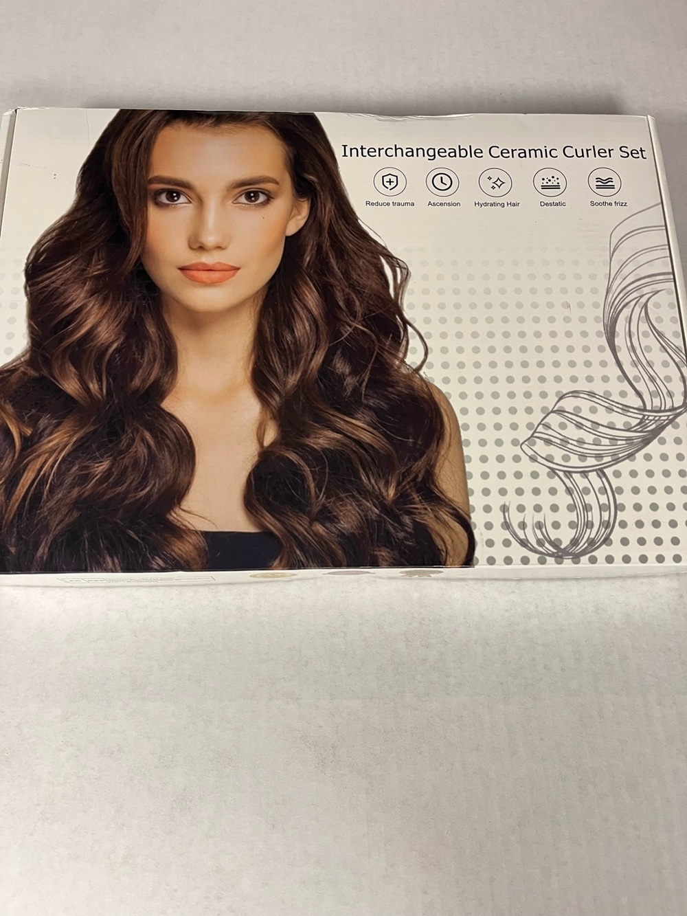 Unopened, 6 in 1 interchangeable ceramic curler set. Rose gold black